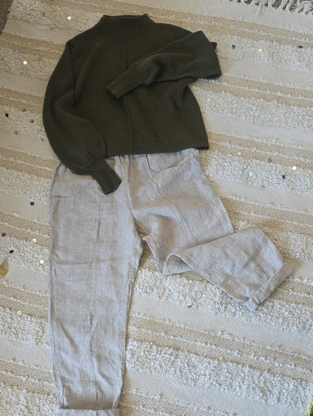 Quince Women's Ankle Linen Cropped Pull On Pants in Light Beige Flax Small
